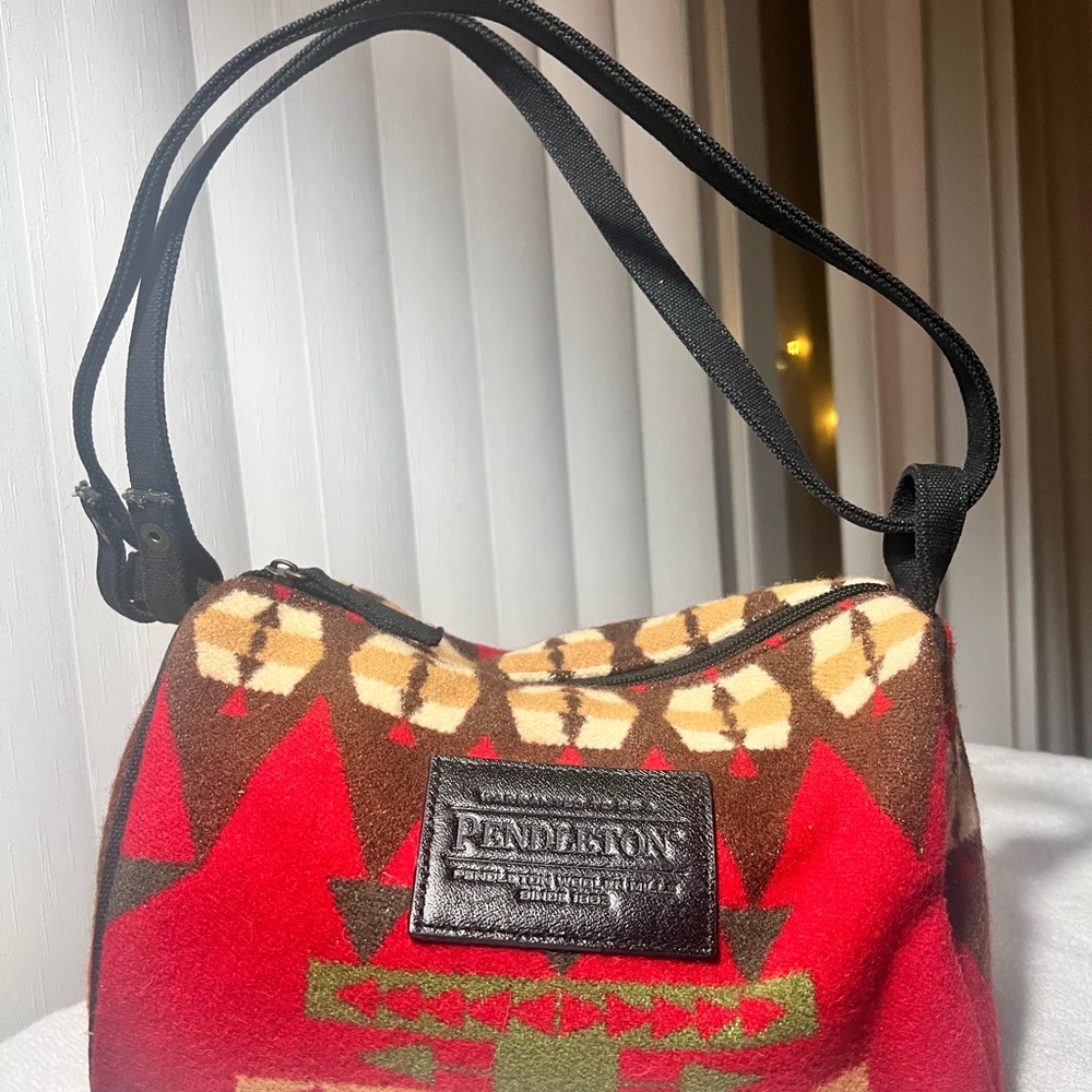 Pendleton Red Southwestern Wool Crossbody Bag With Adjustable Strap